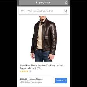 Cole Haan Brown Leather Bomber thick M